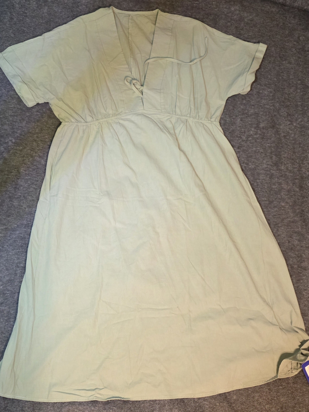 Sage Green V-Neck Tie-Front Midi Dress